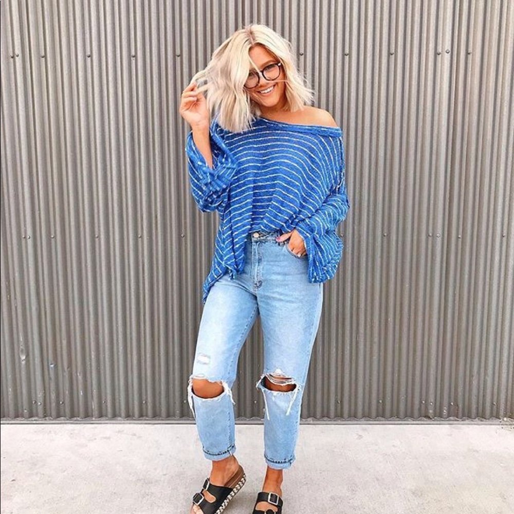 Free people blue stripped sweater